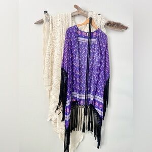 SPELL | Vintage Purple Bohemian Royale Fringe Kimono OS